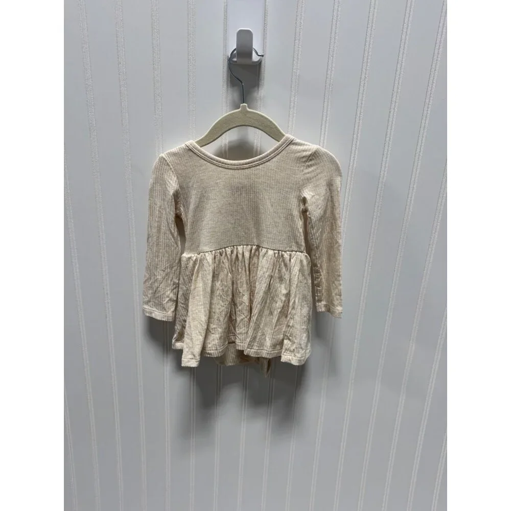 Little Sleepies Heather Oatmeal Ribbed Twirl Dress Bodysuit Infant size 6-12mo